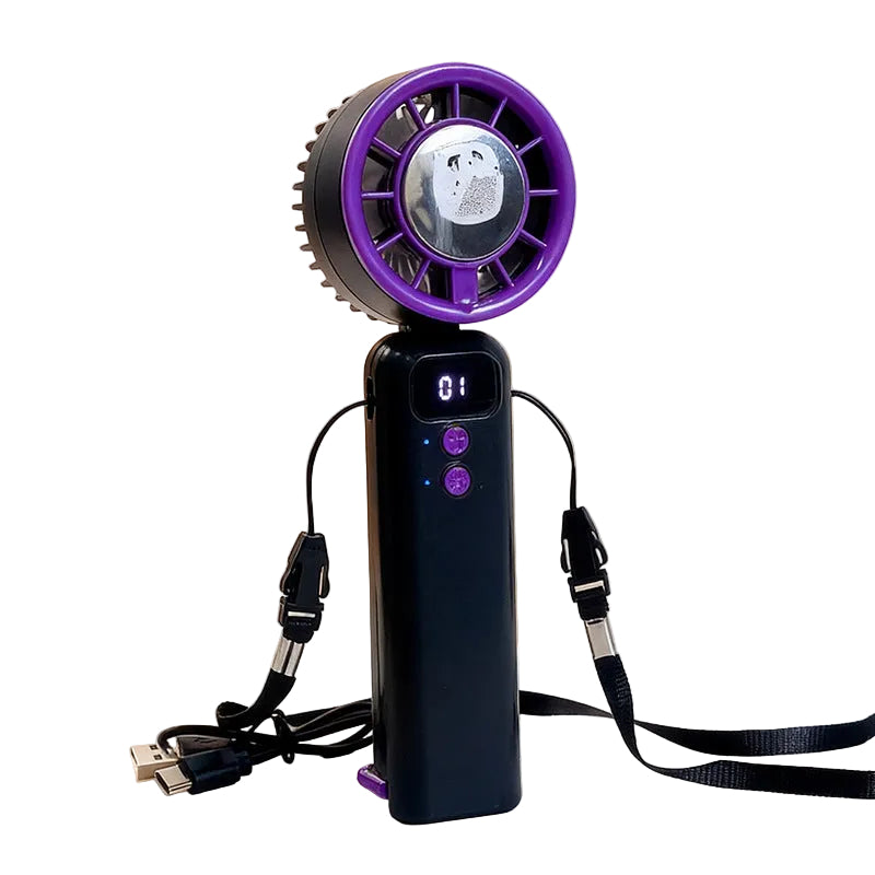 Unisex Håndholdt Ventilator med Digitalt Display og Justerbar Halsrem 0