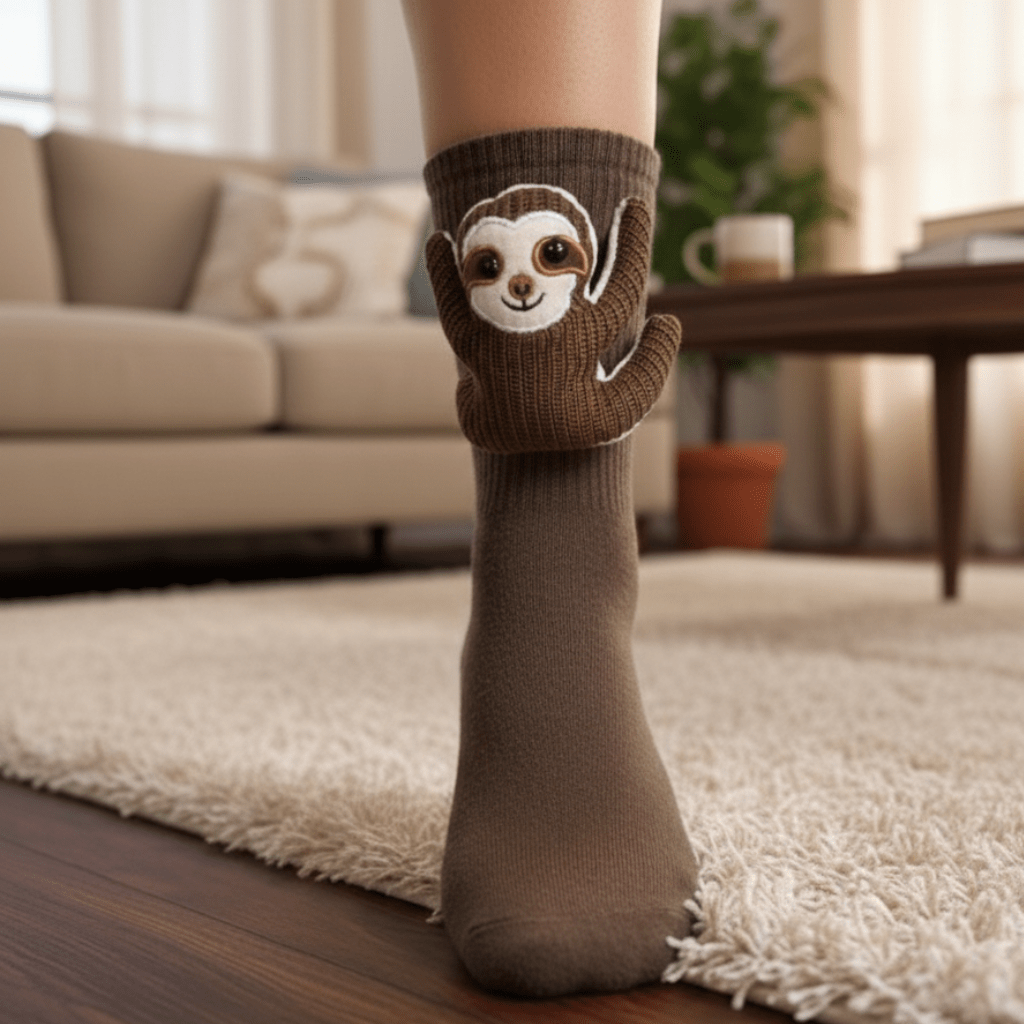Unisex Hussokker med 3D Dyreaccent Komfortabel og Skridsikker Design 0