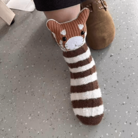 Unisex Hussokker med 3D Dyreaccent Komfortabel og Skridsikker Design 12