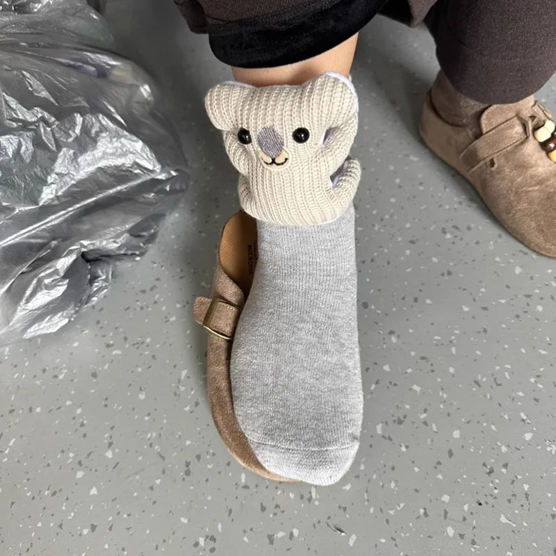 Unisex Hussokker med 3D Dyreaccent Komfortabel og Skridsikker Design 6