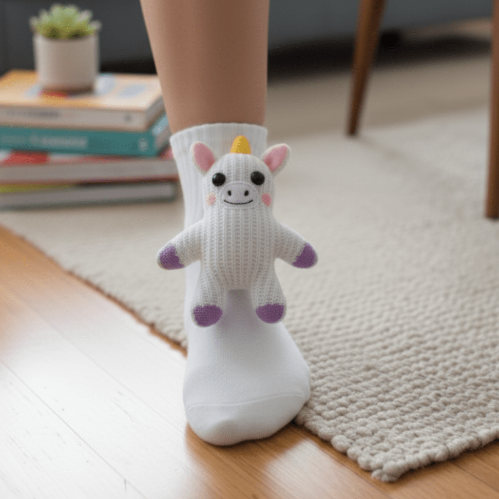 Unisex Hussokker med 3D Dyreaccent Komfortabel og Skridsikker Design 9
