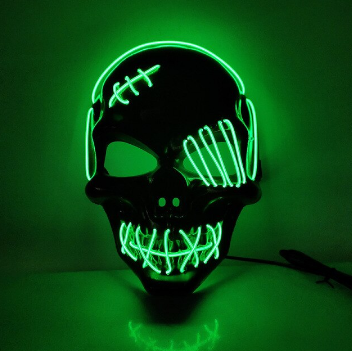 Unisex LED Maske til Halloween Fest Med Justerbar Rem og Tre Lysindstillinger 1
