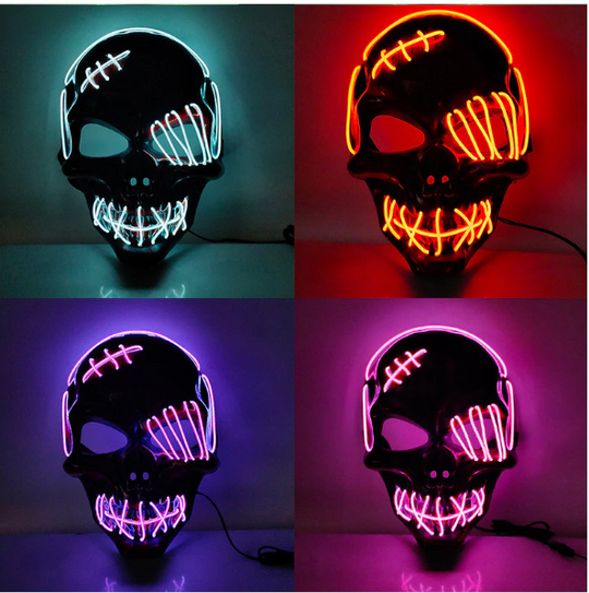 Unisex LED Maske til Halloween Fest Med Justerbar Rem og Tre Lysindstillinger 8