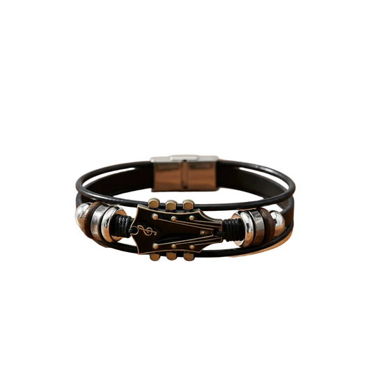Unisex Læderarmbånd med Guitar-inspireret Design 0