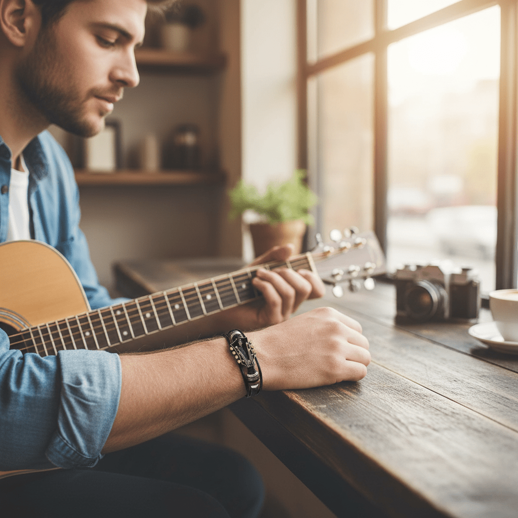 Unisex Læderarmbånd med Guitar-inspireret Design 1