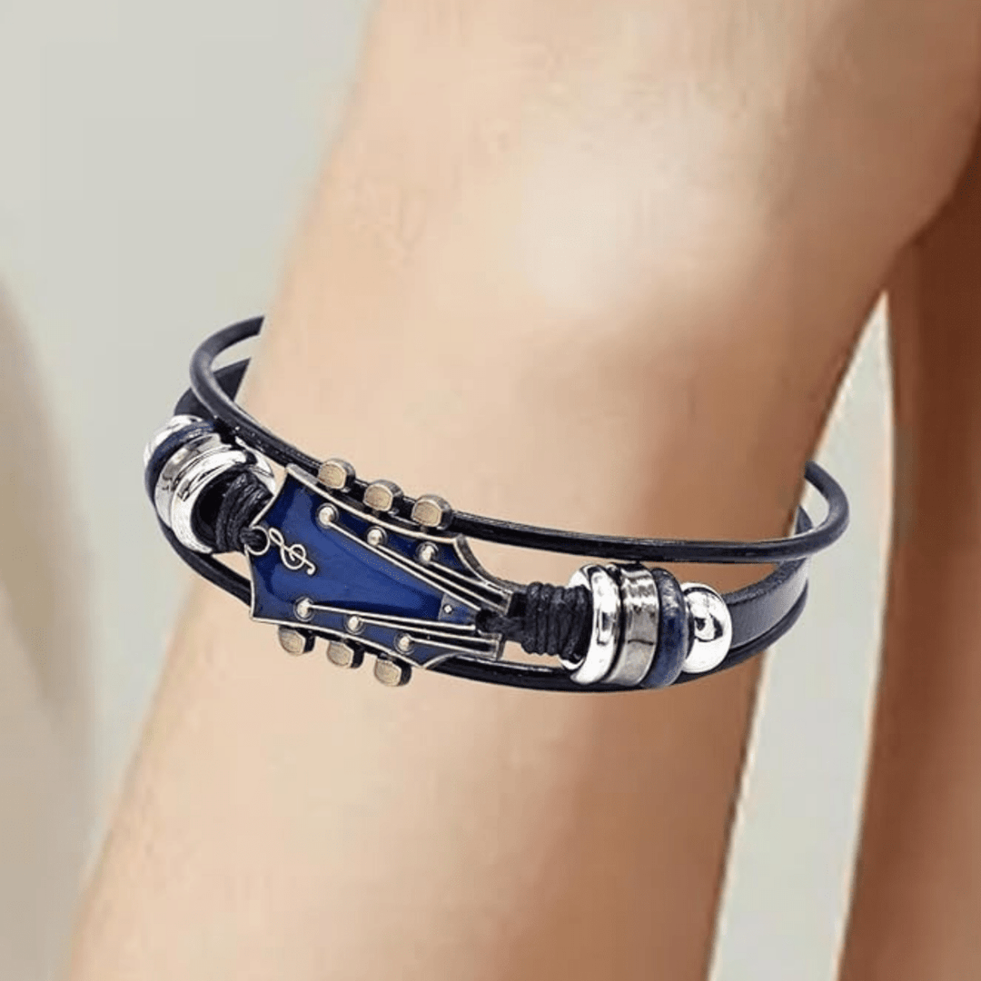 Unisex Læderarmbånd med Guitar-inspireret Design 4