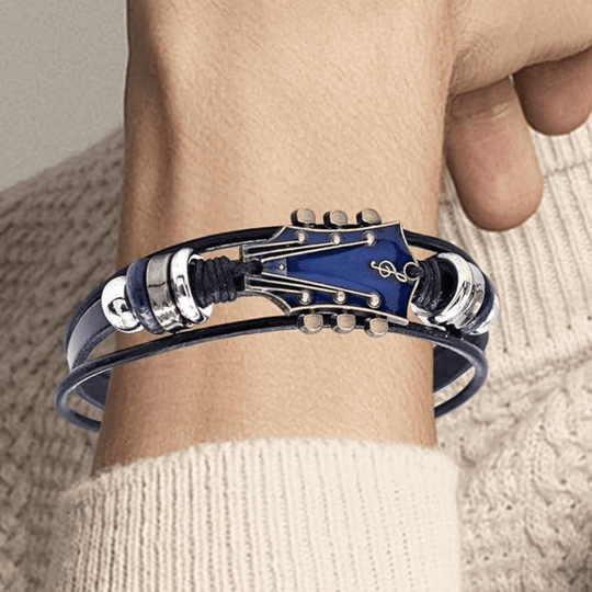 Unisex Læderarmbånd med Guitar-inspireret Design 6
