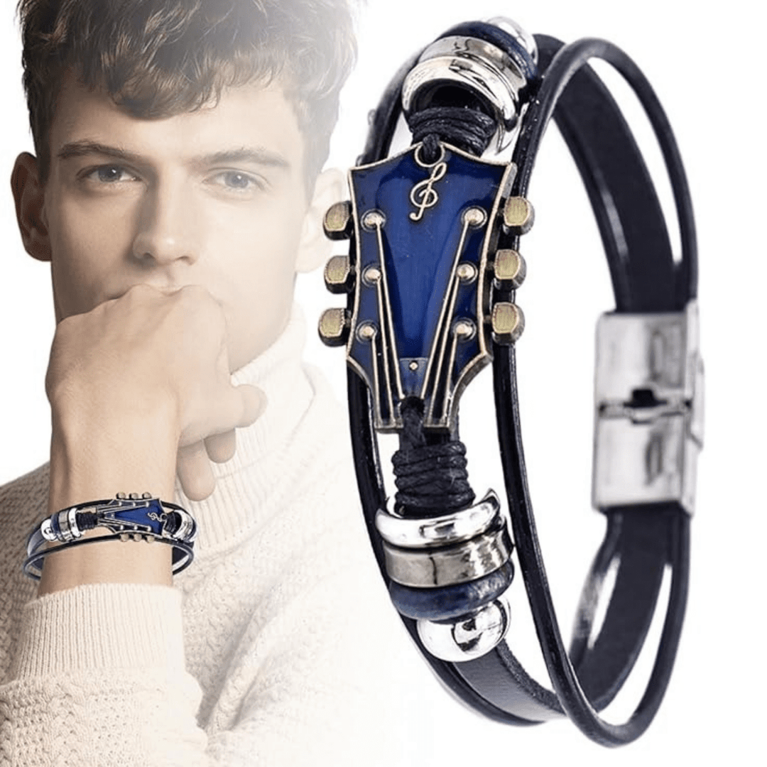 Unisex Læderarmbånd med Guitar-inspireret Design 7