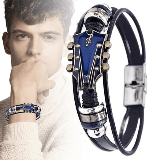Unisex Læderarmbånd med Guitar-inspireret Design 7