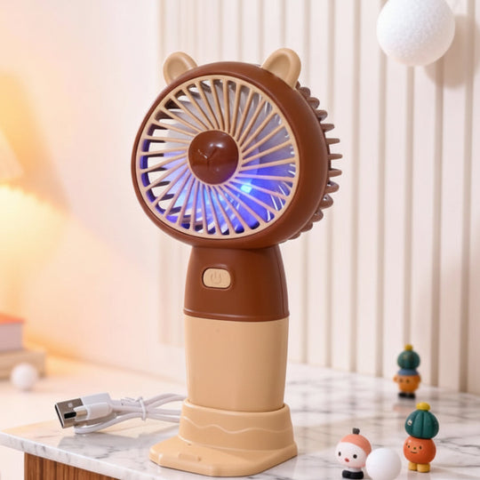Unisex Mini Bordventilator Genopladelig med LED Lys og USB 12