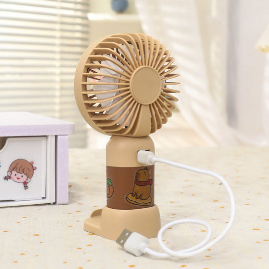 Unisex Mini Bordventilator Genopladelig med LED Lys og USB 3