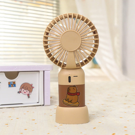 Unisex Mini Bordventilator Genopladelig med LED Lys og USB 4