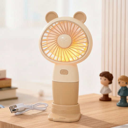Unisex Mini Bordventilator Genopladelig med LED Lys og USB 5