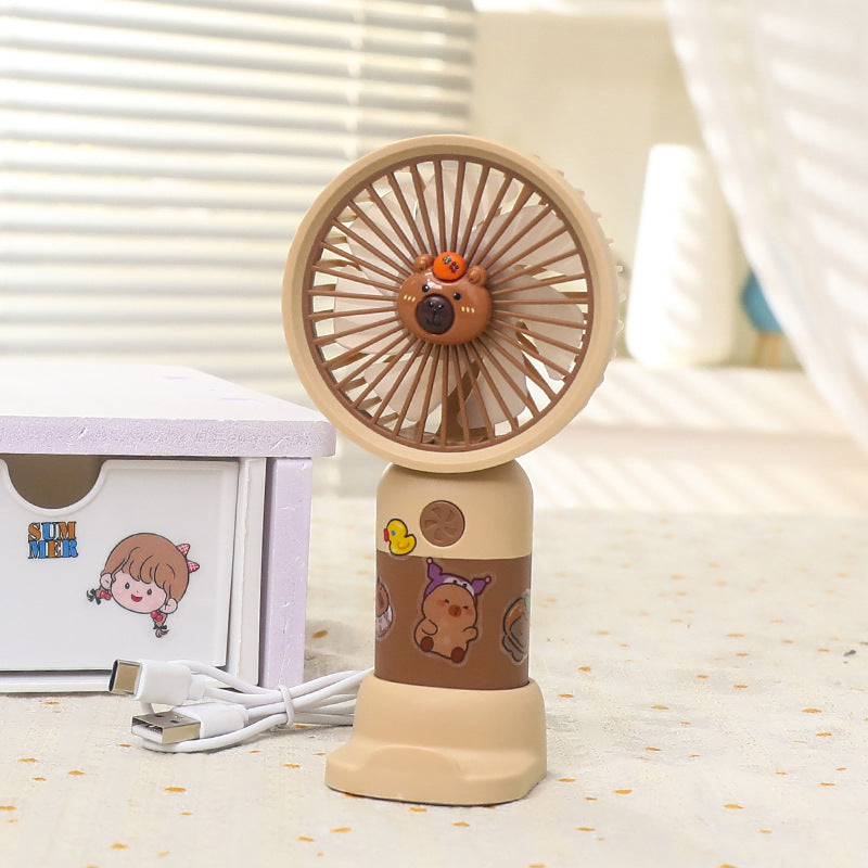 Unisex Mini Bordventilator Genopladelig med LED Lys og USB 6