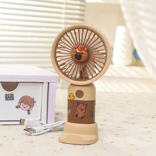 Unisex Mini Bordventilator Genopladelig med LED Lys og USB 6