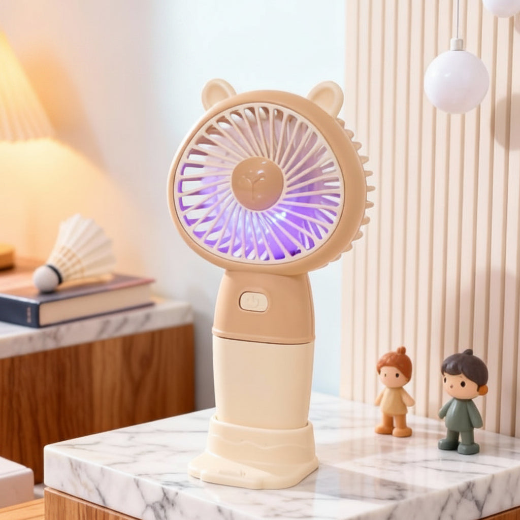 Unisex Mini Bordventilator Genopladelig med LED Lys og USB 8