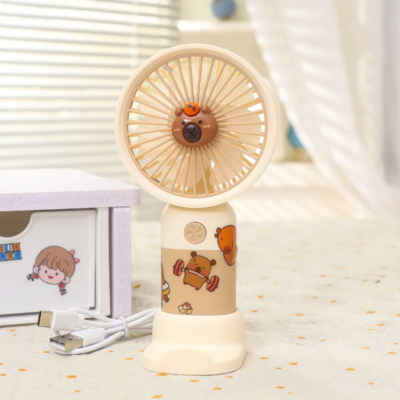 Unisex Mini Bordventilator Genopladelig med LED Lys og USB 9