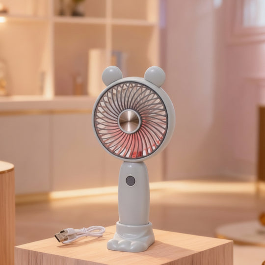 Unisex Mini Håndventilator Bærbar Med LED Lysring 17
