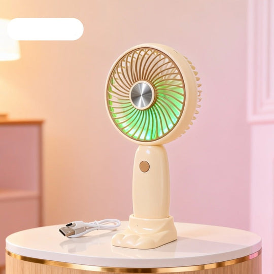 Unisex Mini Håndventilator Bærbar Med LED Lysring 24