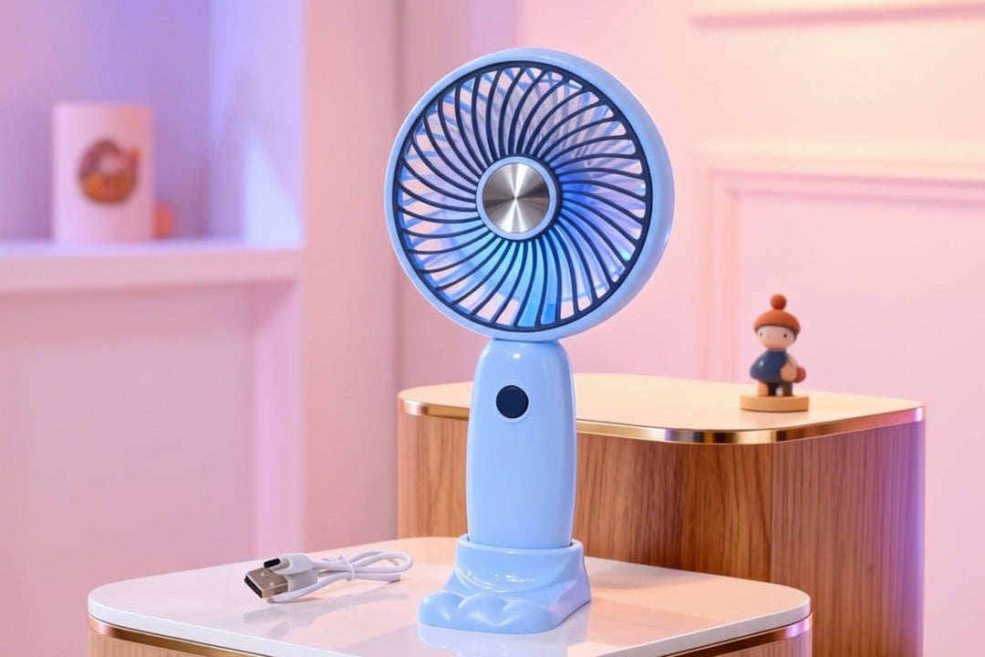 Unisex Mini Håndventilator Bærbar Med LED Lysring 4