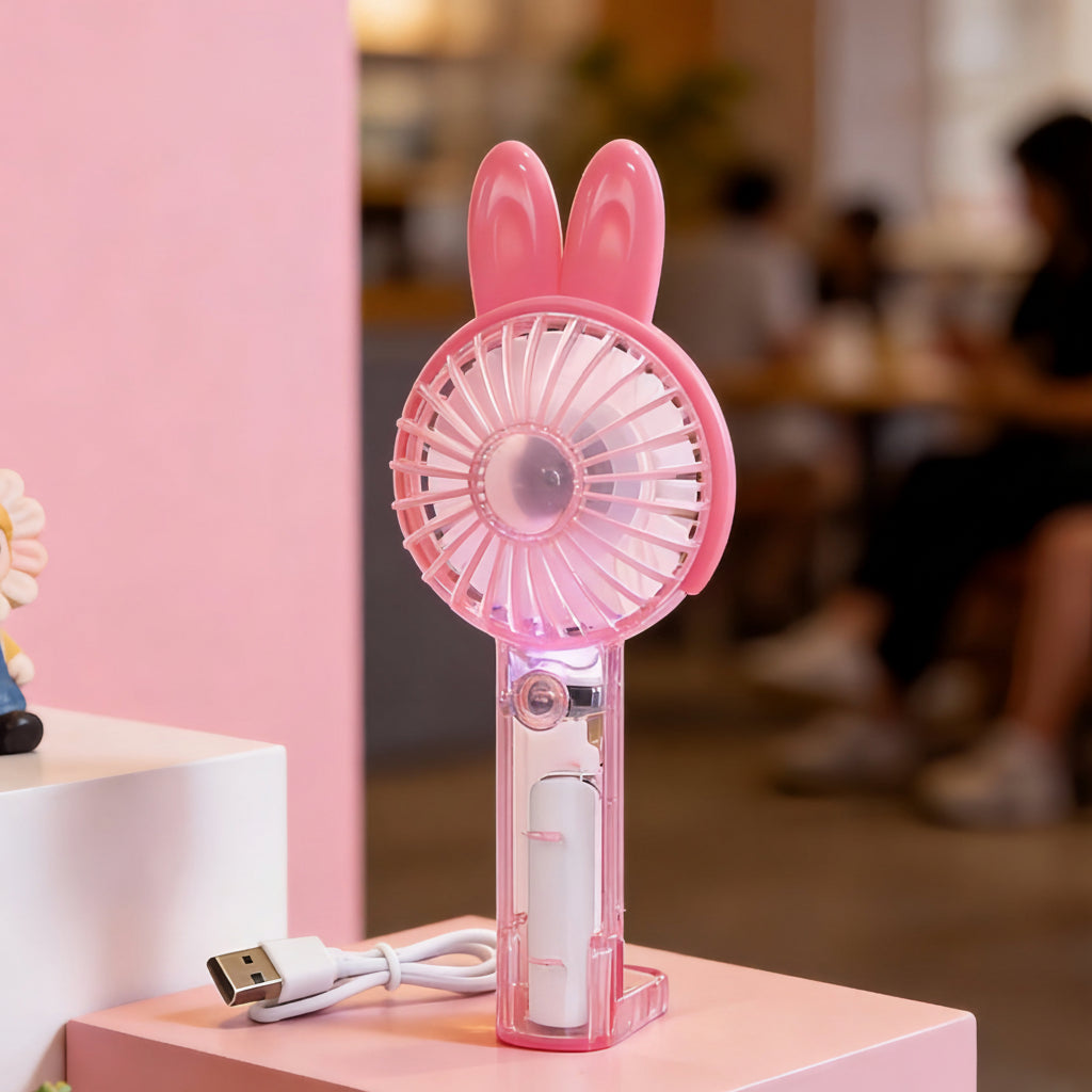 Unisex Mini Håndventilator Bærbar Med LED Lysring 5