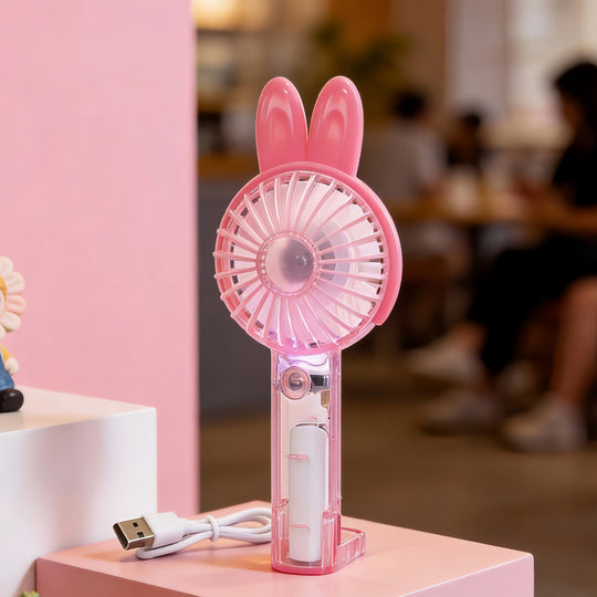 Unisex Mini Håndventilator Bærbar Med LED Lysring 5