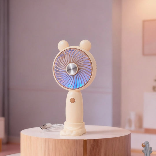 Unisex Mini Håndventilator Bærbar Med LED Lysring 6