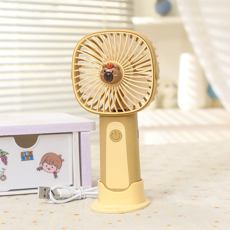 Unisex Mini Håndventilator Bærbar Med LED Lysring 9