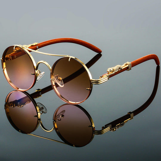 Unisex Retro Metal Solbriller Oval Form 2