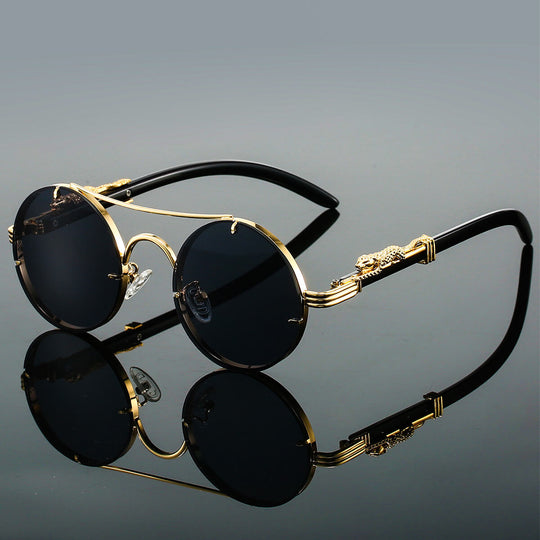 Unisex Retro Metal Solbriller Oval Form 4