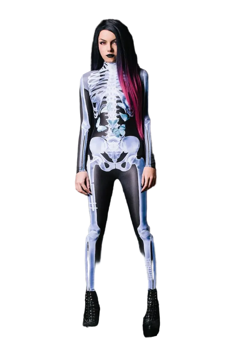 Unisex Skelet Kostume GlowInTheDark 0