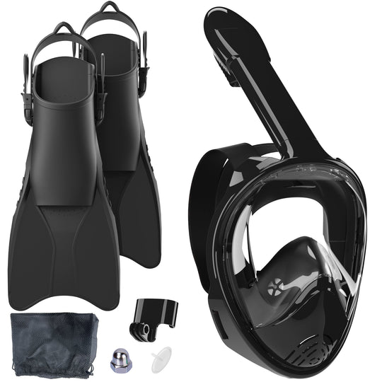 Unisex Snorkelsæt med Helmaske og Effektive Finner 1