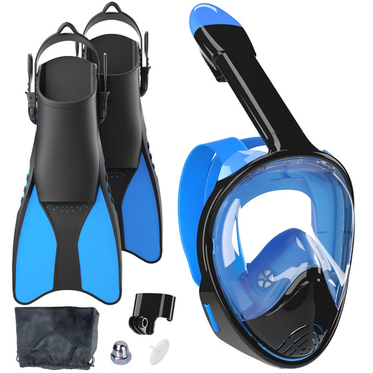 Unisex Snorkelsæt med Helmaske og Effektive Finner 3