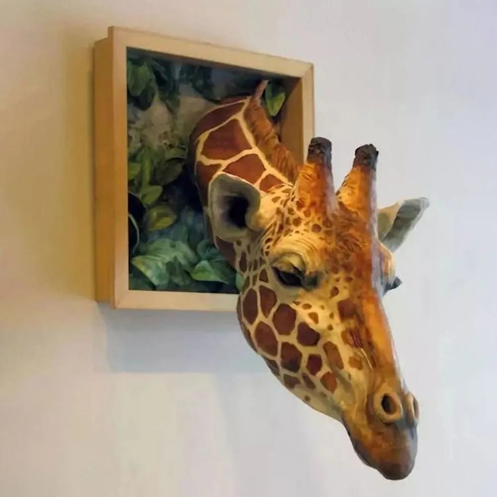 Vægdekoration Giraffehoved 3D Skulptur 0
