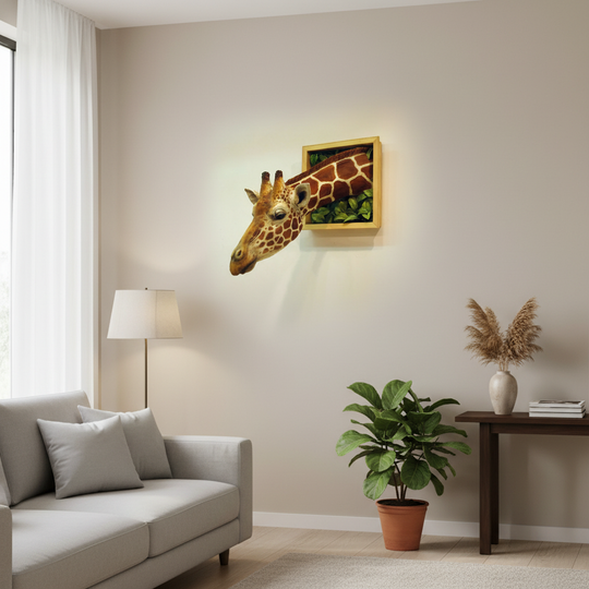 Vægdekoration Giraffehoved 3D Skulptur 2