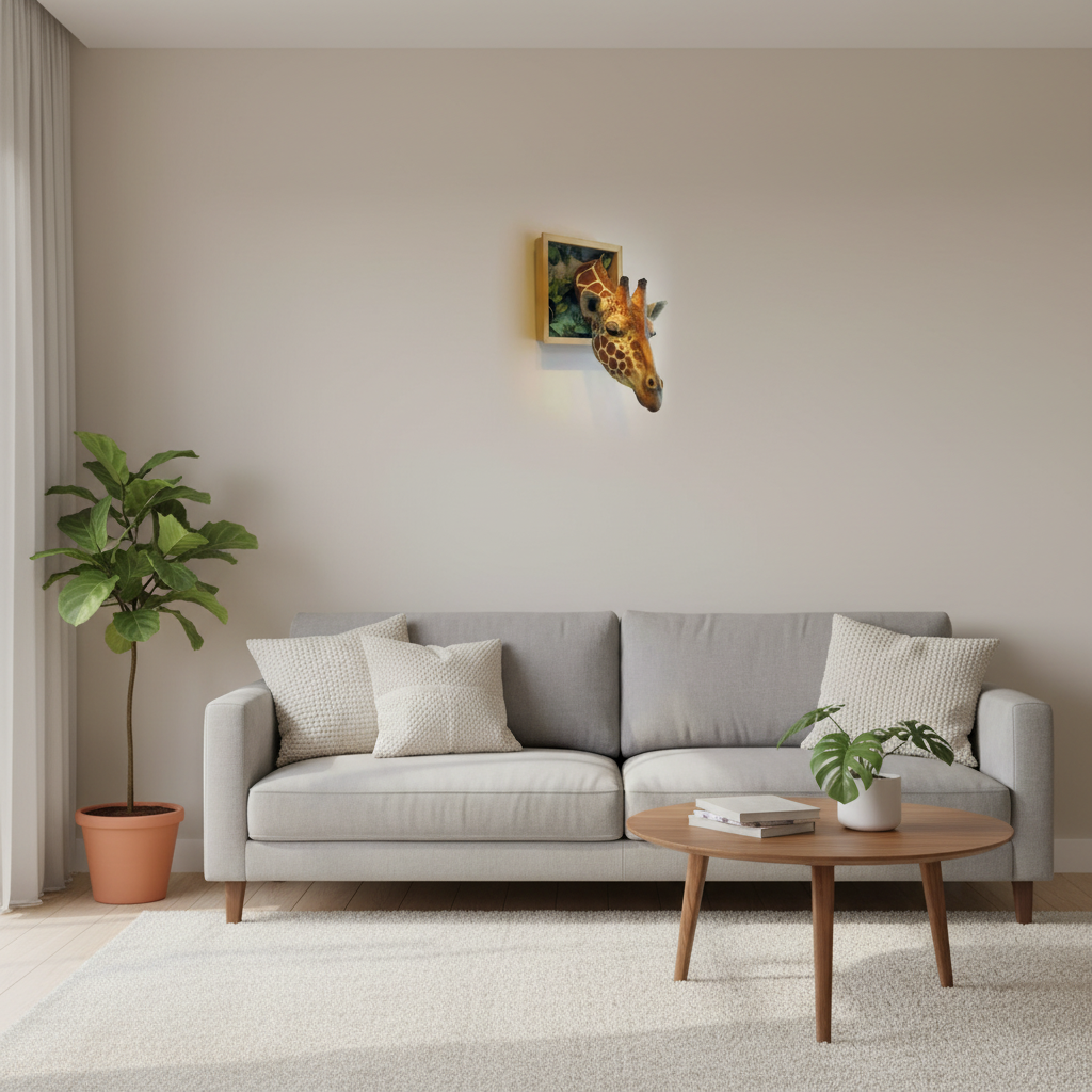 Vægdekoration Giraffehoved 3D Skulptur 4