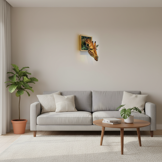 Vægdekoration Giraffehoved 3D Skulptur 4