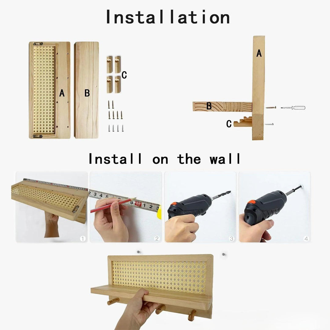 Væghylde i Rattan til Moderne Opbevaring 4