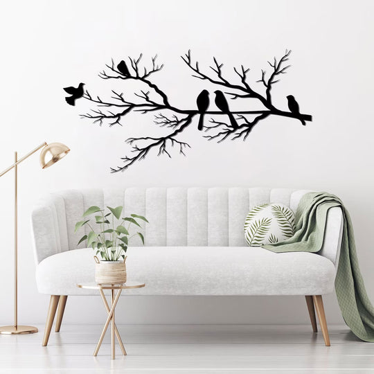Vægkunst med Fugle på Gren til Boligindretning - Naturligt Inspireret Design 1