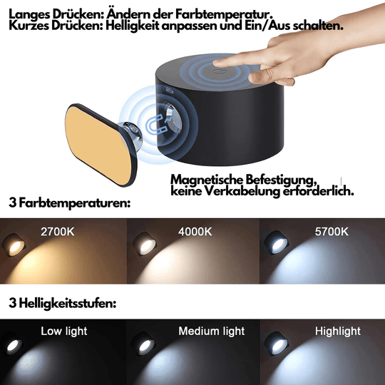 Væglampe Trådløs Justerbar 360° Moderne Design 6