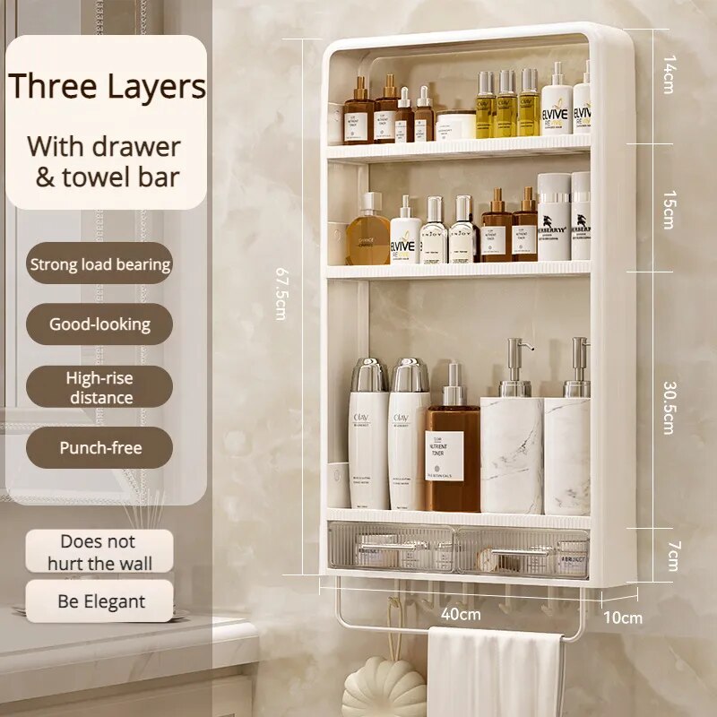 Vægmonteret Badeværelses Organizer Hylde 6