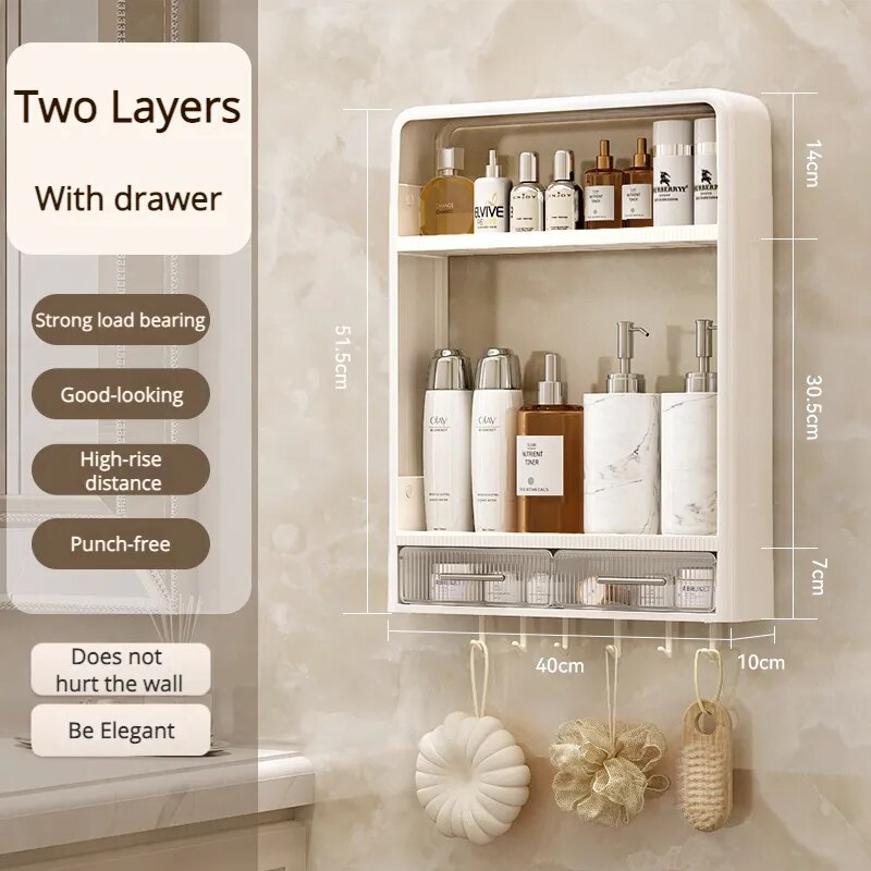 Vægmonteret Badeværelses Organizer Hylde 7