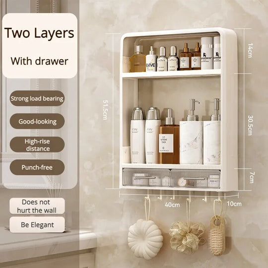 Vægmonteret Badeværelses Organizer Hylde 7
