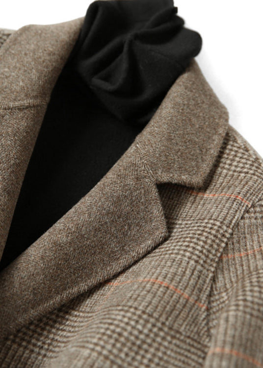 Vintage Uldfrakke med Peter Pan Krave og Plaid Design 4