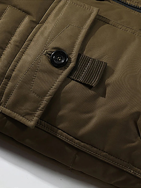 Vinter Herre Jakke Lang Med Raccoon Pelskrave Casual Stil 3