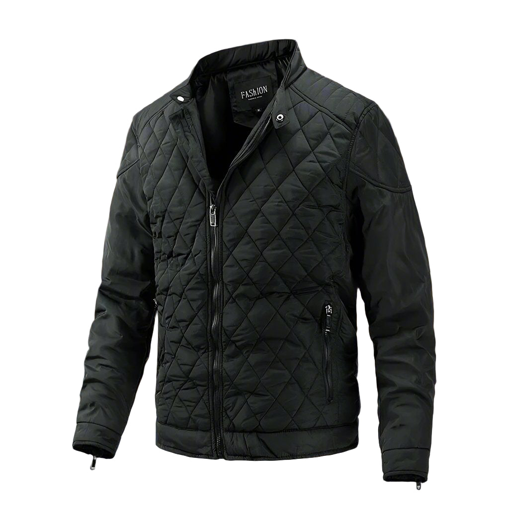 Vinterjakke Herre Quilted Slim Fit Høj Krave Lynlås 0