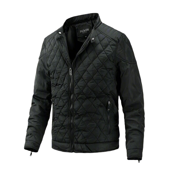 Vinterjakke Herre Quilted Slim Fit Høj Krave Lynlås 0