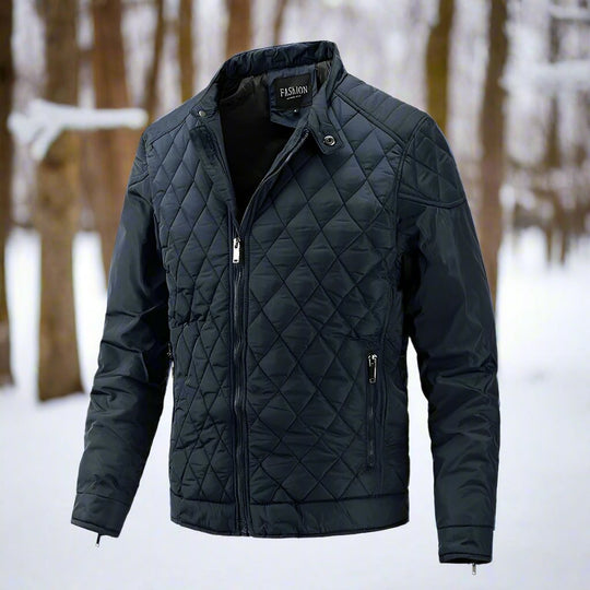 Vinterjakke Herre Quilted Slim Fit Høj Krave Lynlås 1