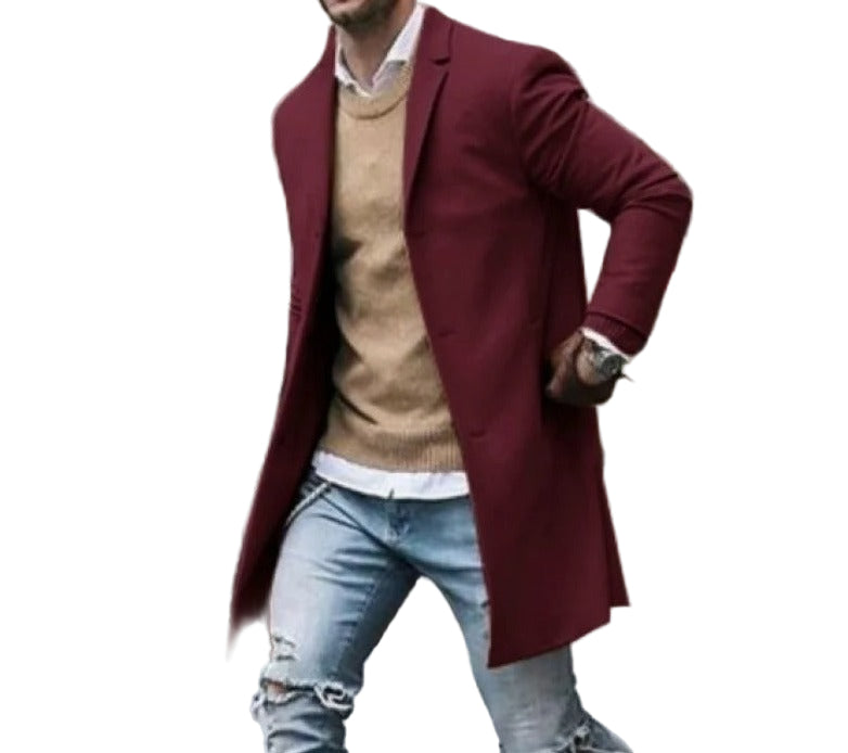 Vinterjakke Herre Slim Fit Uld Vindresistent Fashion Outerwear 0