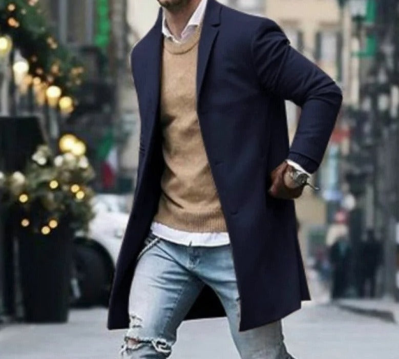 Vinterjakke Herre Slim Fit Uld Vindresistent Fashion Outerwear 1